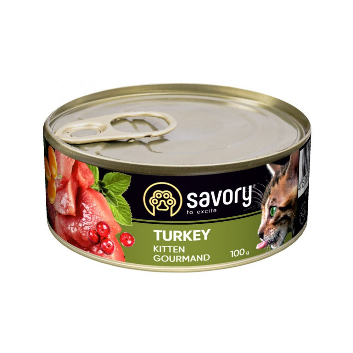 Корм влажный Savory Kitten Turkey паштет для котят с индейкой 100 г