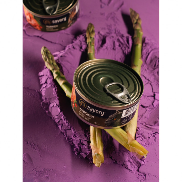 Вологий корм Savory Cat Can Adult Sterilised з куркою для стерилізованих котів, 100 г - фото №5