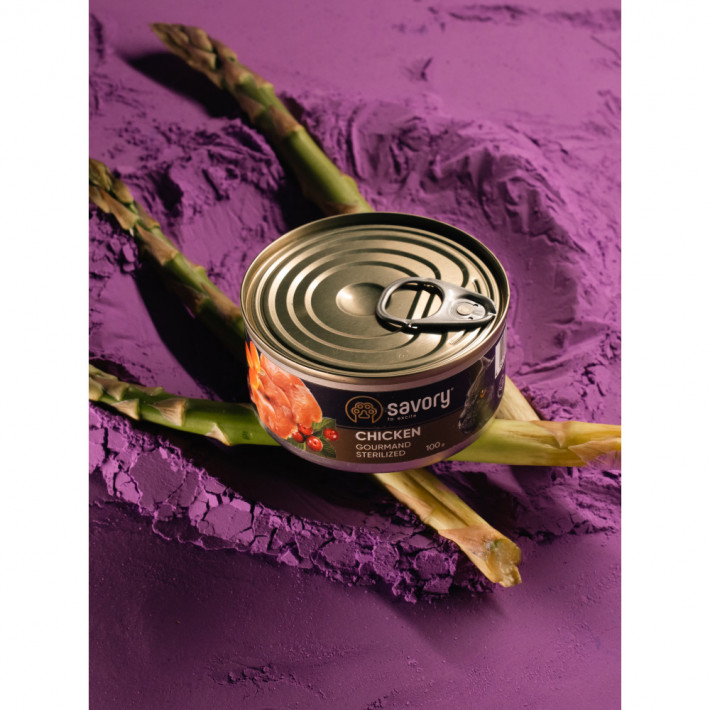 Вологий корм Savory Cat Can Adult Sterilised з куркою для стерилізованих котів, 100 г - фото №6