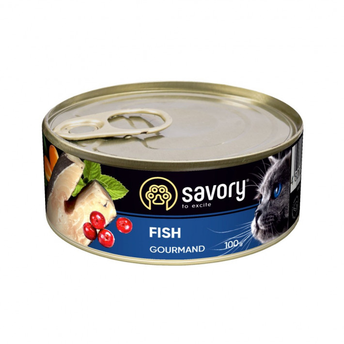 Вологий корм Savory Cat Can Adult Fish для дорослих котів, 100 г