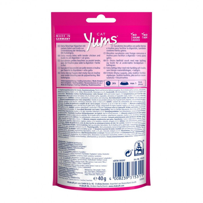 Ласощі Vitakraft Yums подушечки для котів з куркою та котячою м’ятою - фото №3