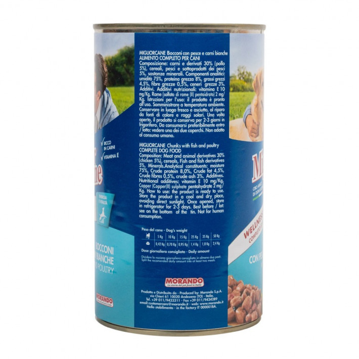 Вологий корм Migliorcane для собак з рибою та птицею 1,250 кг - фото №3