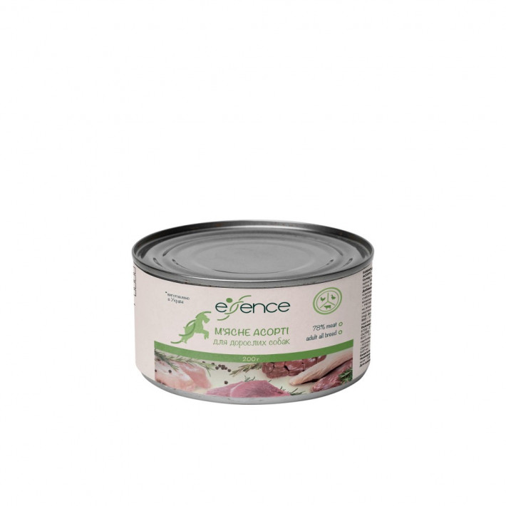 Вологий корм Essence для дорослих собак м'ясне асорті 200 г