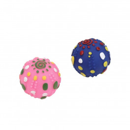 Іграшка Eastland для собак М яч розписний із пискавкою вініловий блакитний/рожевий 7х7х7 см