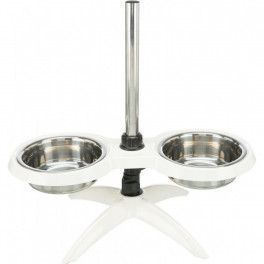 Миски Trixie для собак на регульованій підставці білі меламін/метал 2х2,4 л 25 см