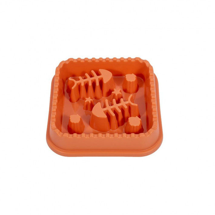 Миска WahoPet для кошек для медленного кормления, оранжевая