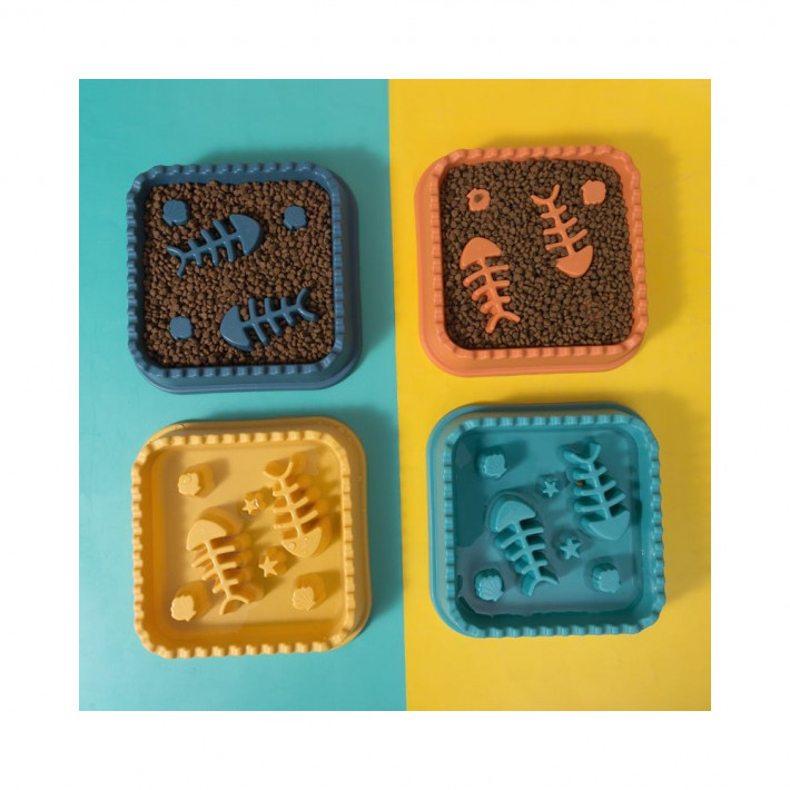 Миска WahoPet для кошек для медленного кормления, оранжевая - фото №3