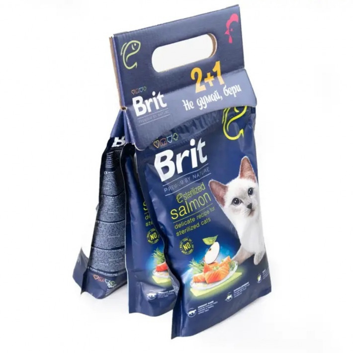 Набор 2+1 Brit Premium by Nature Cat Sterilized Salmon 300 г - фото №2