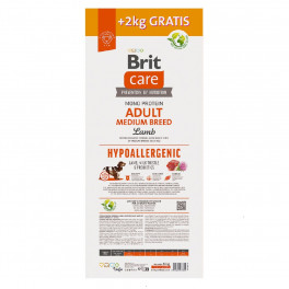 Корм сухий Brit Care Dog Hypoallergenic Adult Medium Breed для дорослих собак середніх порід гіпоалергенний з ягням 12+2 кг