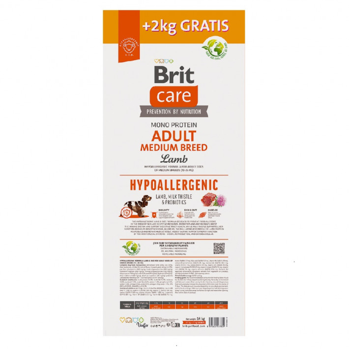 Гипоаллергенный сухой корм Brit Care Dog Hypoallergenic Adult Medium Breed с ягненком - фото №2