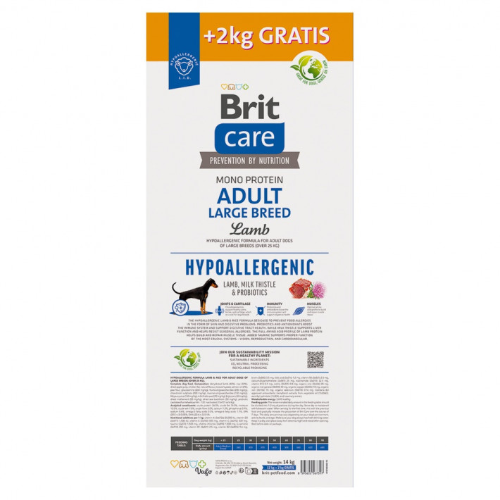 Сухой корм Brit Care Dog Hypoallergenic Adult Large Breed для собак крупных пород с ягненком 14 кг - фото №2