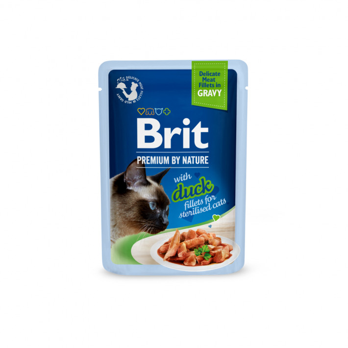 Вологий корм Brit Premium Delicate Fillets in Gravy Duck для стерилізованих котів, 85 г