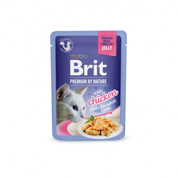 Влажный корм Brit Premium Delicate Fillets in Jelly Chicken для котов 85 г