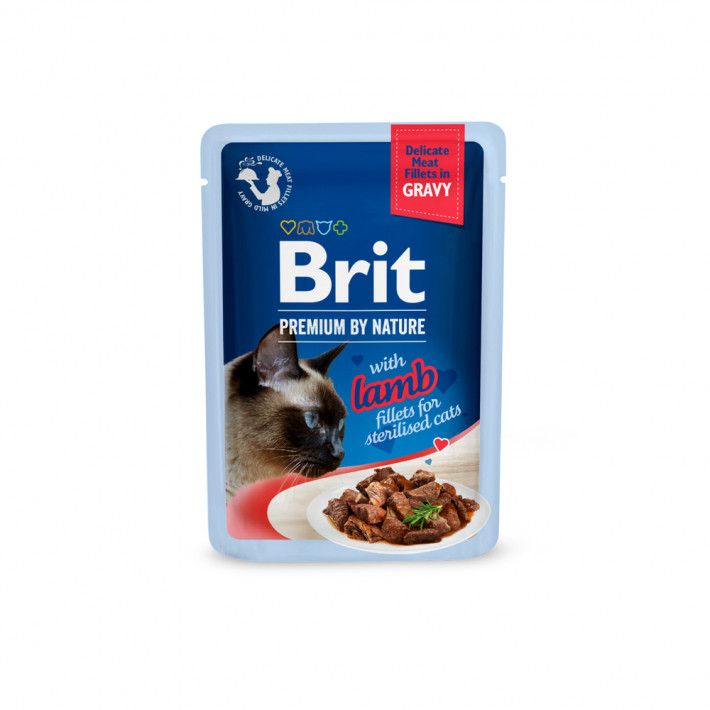 Вологий корм Brit Premium Delicate Fillets in Gravy Lamb для стерилізованих котів, 85 г