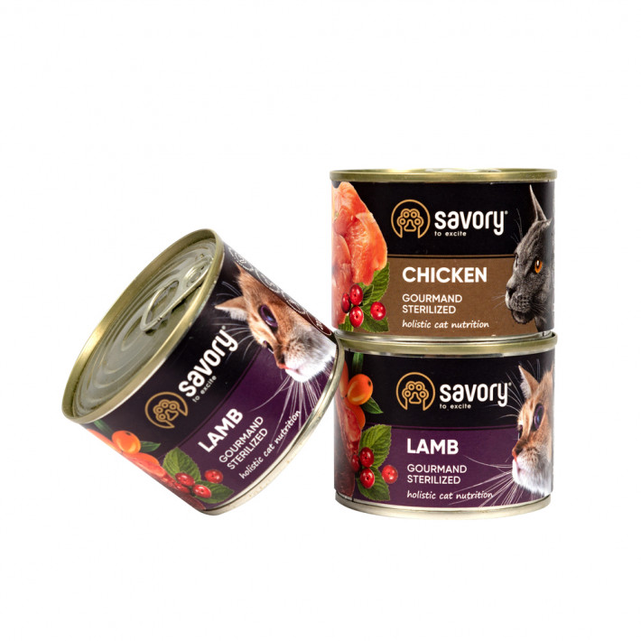 Набір Savory: сухий корм для стерилізованих котів 2кг + консерви 3*200г - фото №5