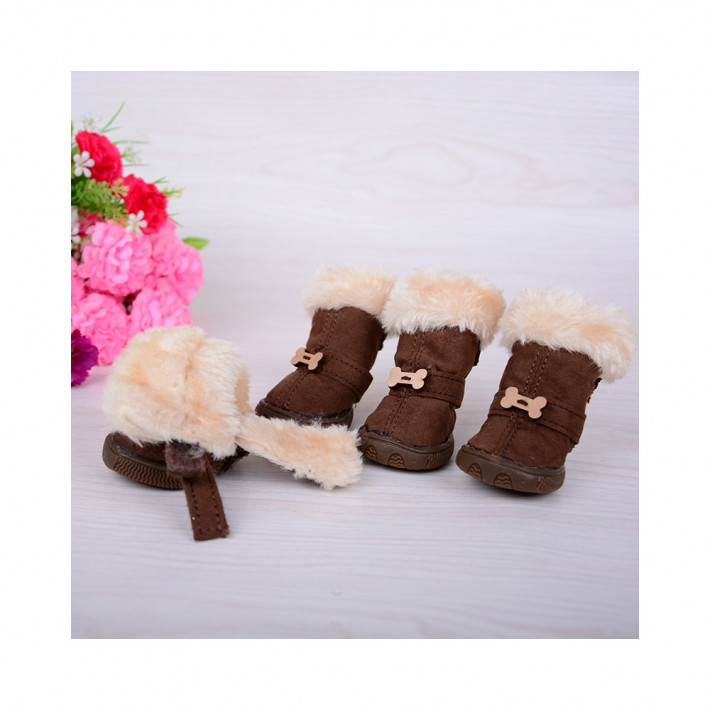 Ботинки RUISPET для малых пород собак с утеплением, розовые - фото №3