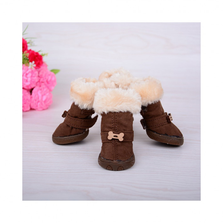 Ботинки RUISPET для малых пород собак с утеплением, розовые - фото №4