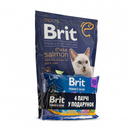 НАБІР Корм сухий Brit Premium Adult Salmon Sterilized д/котів лосось 1,5 кг + 4 паучі рибна тарілка - фото №2