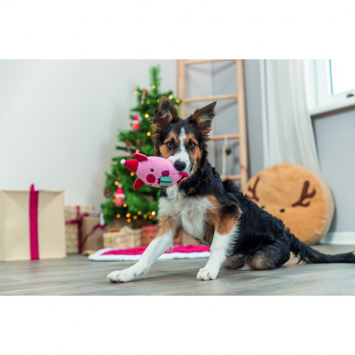 Іграшка Trixie для собак Різдвяна свинка плюш 19 см - фото №3