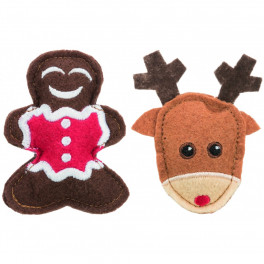 Іграшка Trixie для котів Різдв яні лось та пряникова фігурка фетр 2 шт 8 см арт 92548 - фото №1