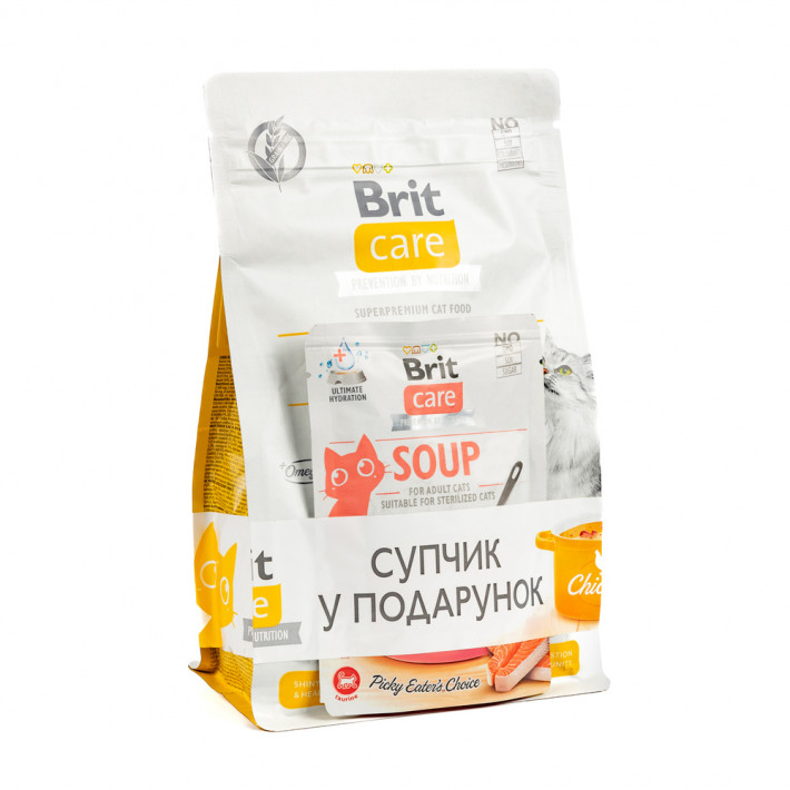 Набор Brit Care GF Haircare для котов: сухой корм и суп