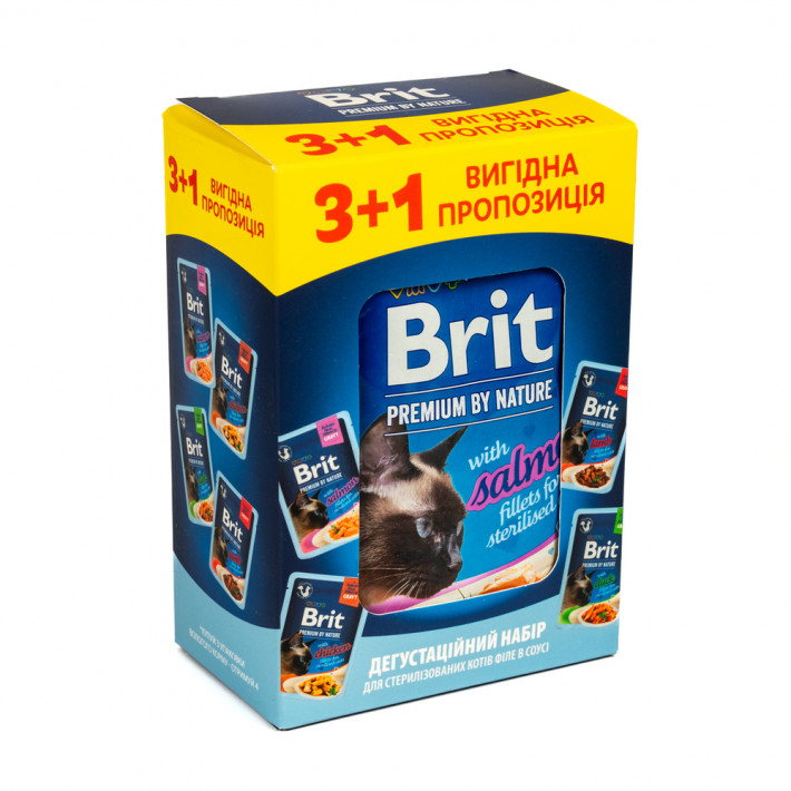 Набор влажного корма Brit Premium Delicate Fillets in Gravy для котов