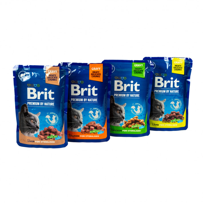 Набор влажного корма Brit Premium для стерилизованных котов 3+1 - фото №4