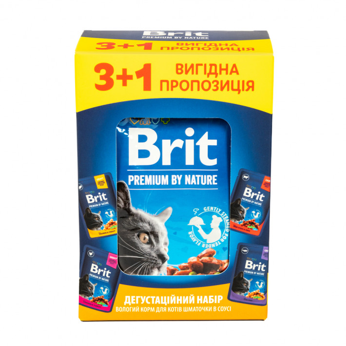 Набор влажного корма Brit Premium для взрослых кошек (микс 3+1) - фото №3