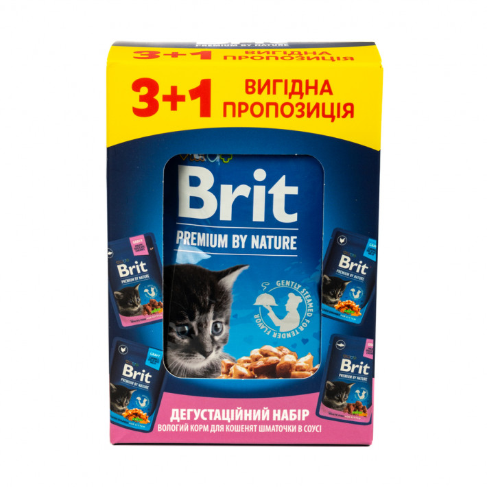 Набор влажного корма Brit Premium для котят курица+рыба 3+1 - фото №3