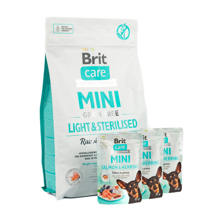 Сухий корм Brit Care Mini GF Light and Sterilised для собак малих порід - фото №2