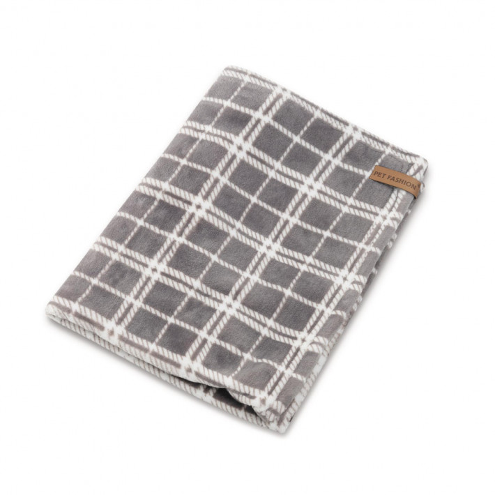 Плед Pet Fashion Bliss 1 для собак і котів сірий картатий - фото №3