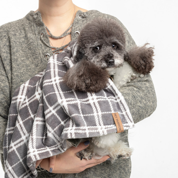 Плед Pet Fashion Bliss 1 для собак і котів сірий картатий - фото №6