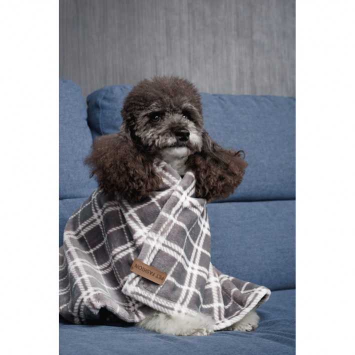 Плед Pet Fashion Bliss 2 для собак і котів сірий картатий - фото №10