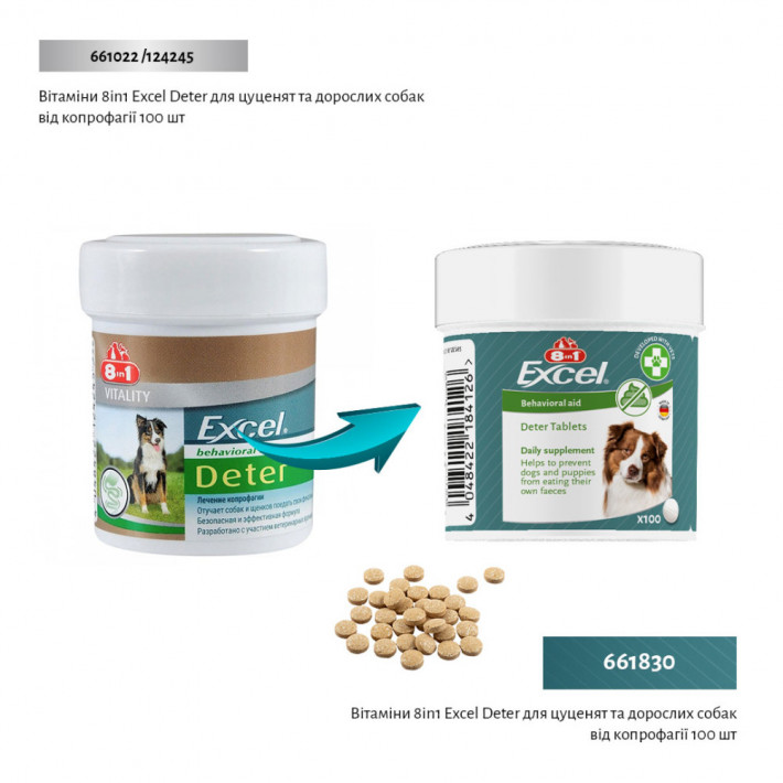 Вітаміни 8in1 Excel Deter для собак від копрофагії, 100 шт - фото №2