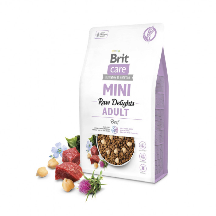 Корм сухий Brit Care Mini Raw Delights Beef для собак малих порід, яловичина, 2 кг - фото №3
