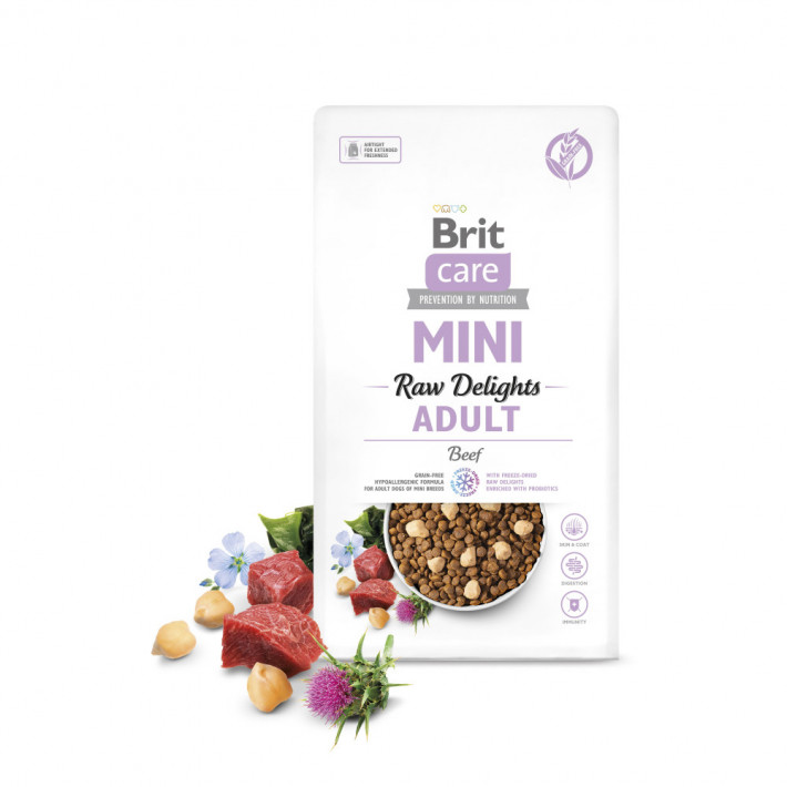 Корм сухий Brit Care Mini Raw Delights Beef для собак малих порід, яловичина, 2 кг - фото №4