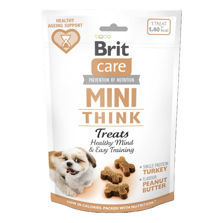 Ласощі Brit Care Mini Treats Think для собак малих порід з індичкою та арахісовим маслом