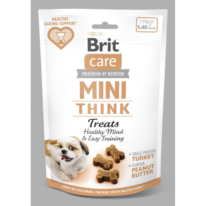 Ласощі Brit Care Mini Treats Think для собак малих порід з індичкою та арахісовим маслом - фото №3