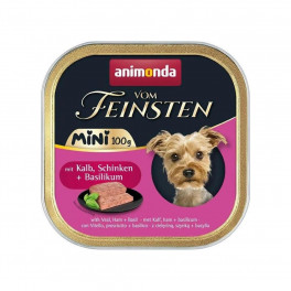 Корм вологий Vom Feinsten Adult Mini для собак міні порід з телятиною, шинкою + базилік 100 г - фото №1