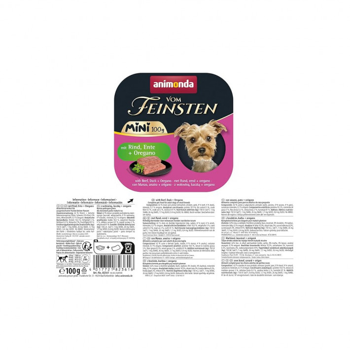 Вологий корм Animonda Vom Feinsten Adult Mini з яловичиною, качкою та орегано, 100 г - фото №3