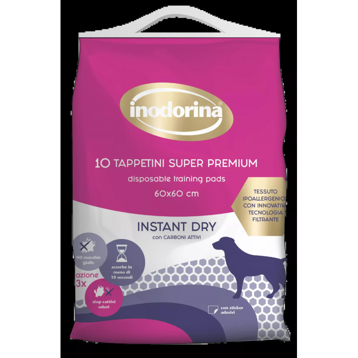 Быстропоглощающие пеленки Inodorina Tap Instant Dry с активированным углем 60x60, 10 шт