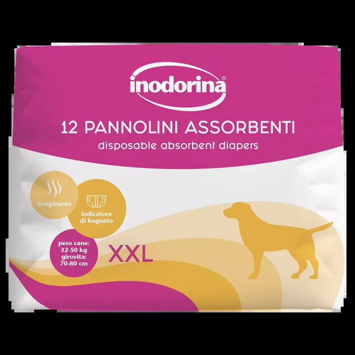 Одноразовые впитывающие подгузники Inodorina Pannolini размер XXL, 12 шт
