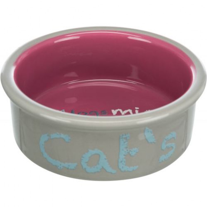 Миска Trixie для котів, подвійна на металевій підставці, керамічна, 12 см, 2х300 мл