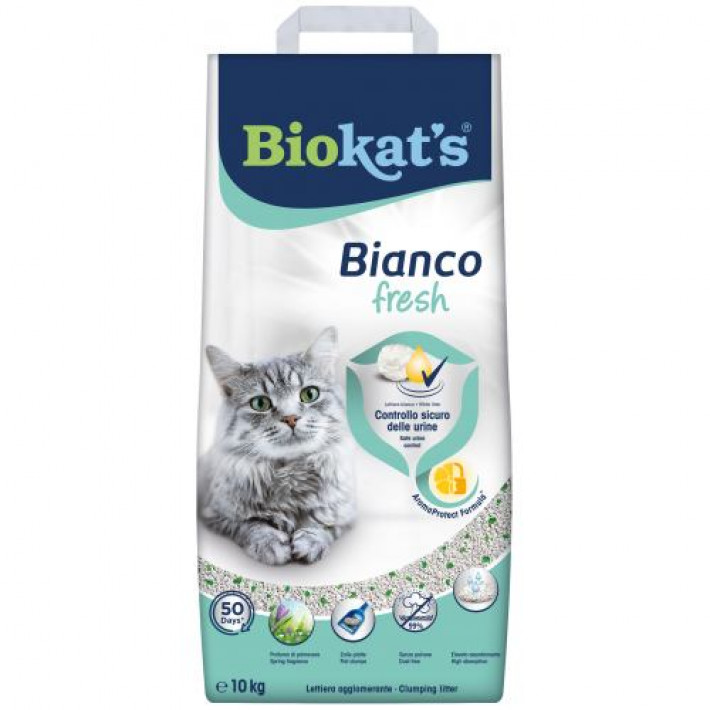 Наповнювач Biokats Bianco Fresh для котячого туалету, бентонітовий, 10 кг