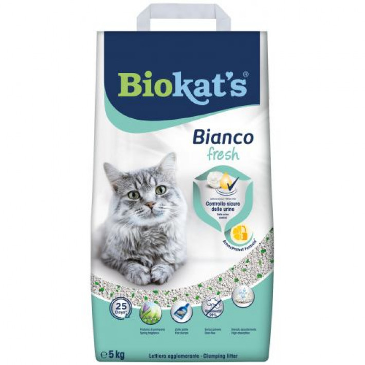 Наповнювач Biokats Bianco Fresh для котячого туалету бентонітовий, 5 кг