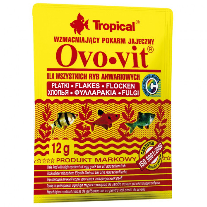 Сухий корм Tropical Ovo-Vit для всіх акваріумних риб, 12 г (пластівці)