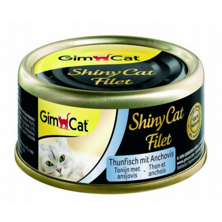 Вологий корм GimCat Shiny Cat Filet для котів, тунець та анчоус, 70 г