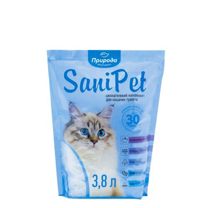 Наповнювач для котячого туалету Природа Sani Pet силікагелевий, 3,8 л
