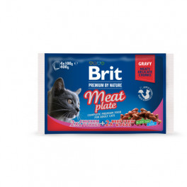 Набір вологих кормів Brit Premium Cat Pouch «М'ясна тарілка» для котів, 4 шт х 100 г