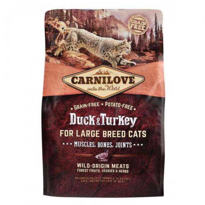 Сухий корм Carnilove Cat Large Breed для котів великих порід, качка та індичка, 2 кг